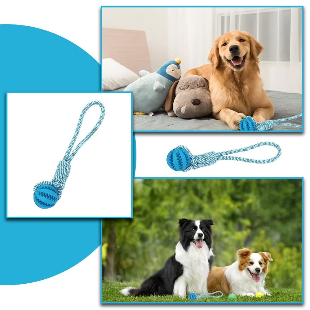 Dog Rope Ball Bite Resistance Training Ball Dog Toy with Rope Interesting Dog for Molar Teeth Cleaning Boredom Relieving(Blue) — image 4