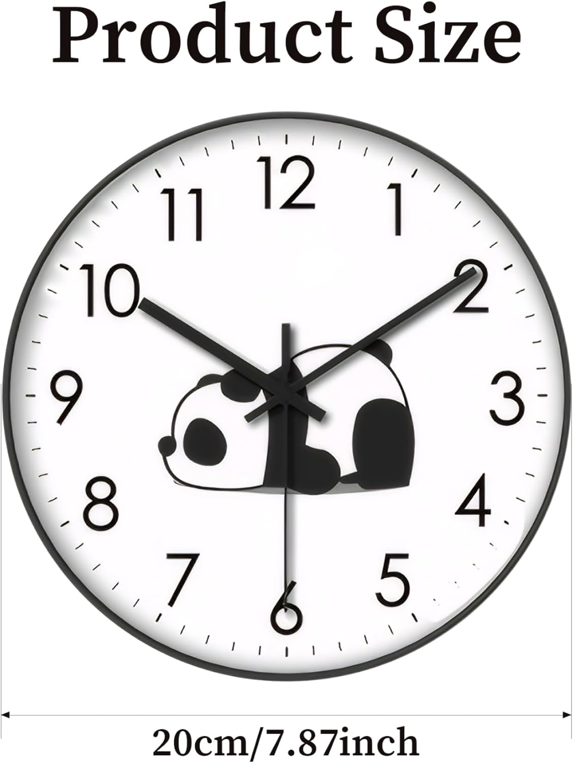 Silent Panda Wall Clock with Non-Ticking Analogue Movement for Bedrooms, Kitchens, Offices and Modern Home Decor, White โ image 3