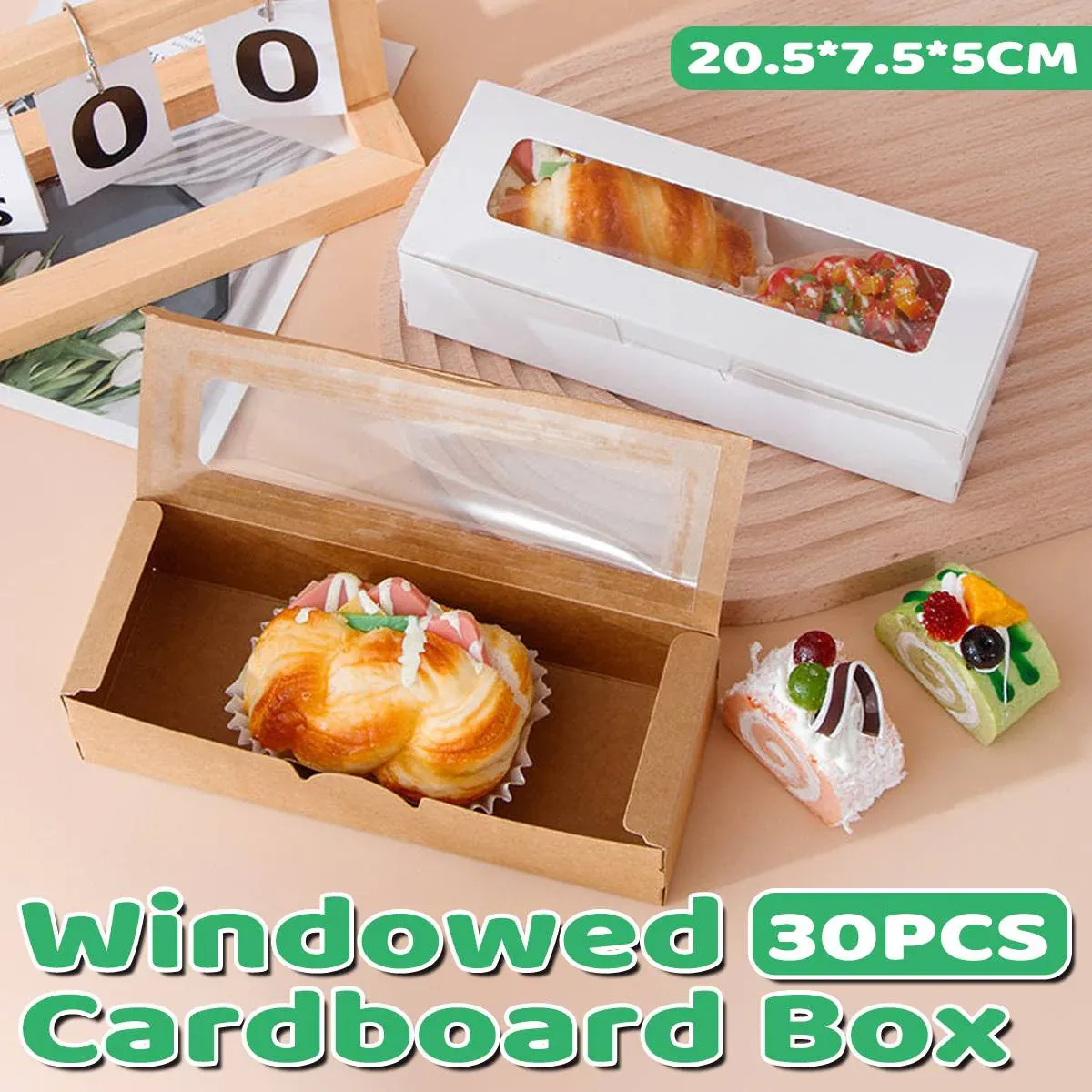 30 Pcs Kraft Paper Window Box Cardboard Gift Packaging Bakery Party Favour Box - Kraft โ image 2
