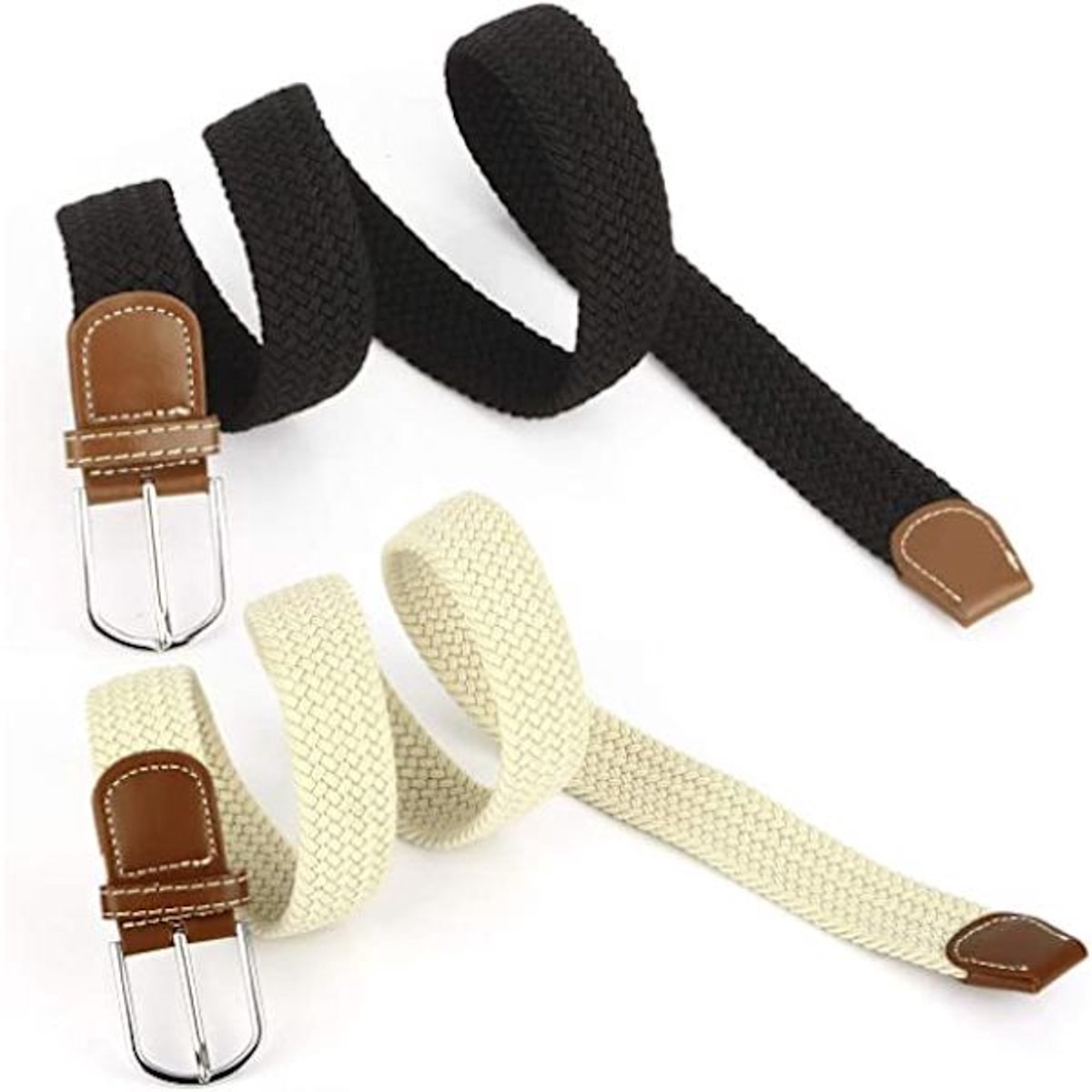 Women's Braided Belt - Stretch Canvas - Elastic Waistband - 2-Pack - No Holes โ image 5