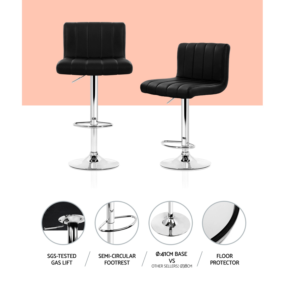 Artiss 4x Bar Stools Gas Lift Leather Black โ image 4