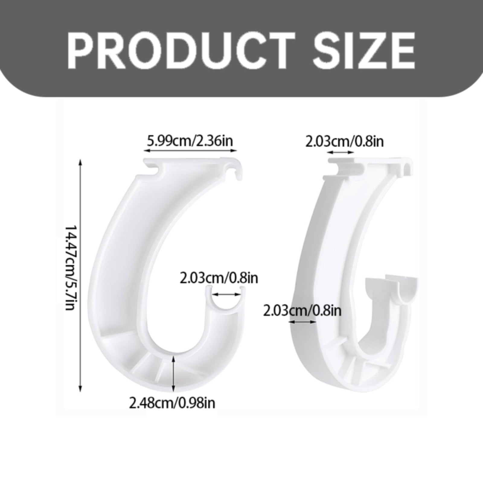Hanging J Shape Closet Rod Bracket White 2Pc, 2Pcs Hanging Closet Rod Support Closet Shelf Rod Holder Sturdy J Shaped Closet Brackets for Hanging Clothes — image 3