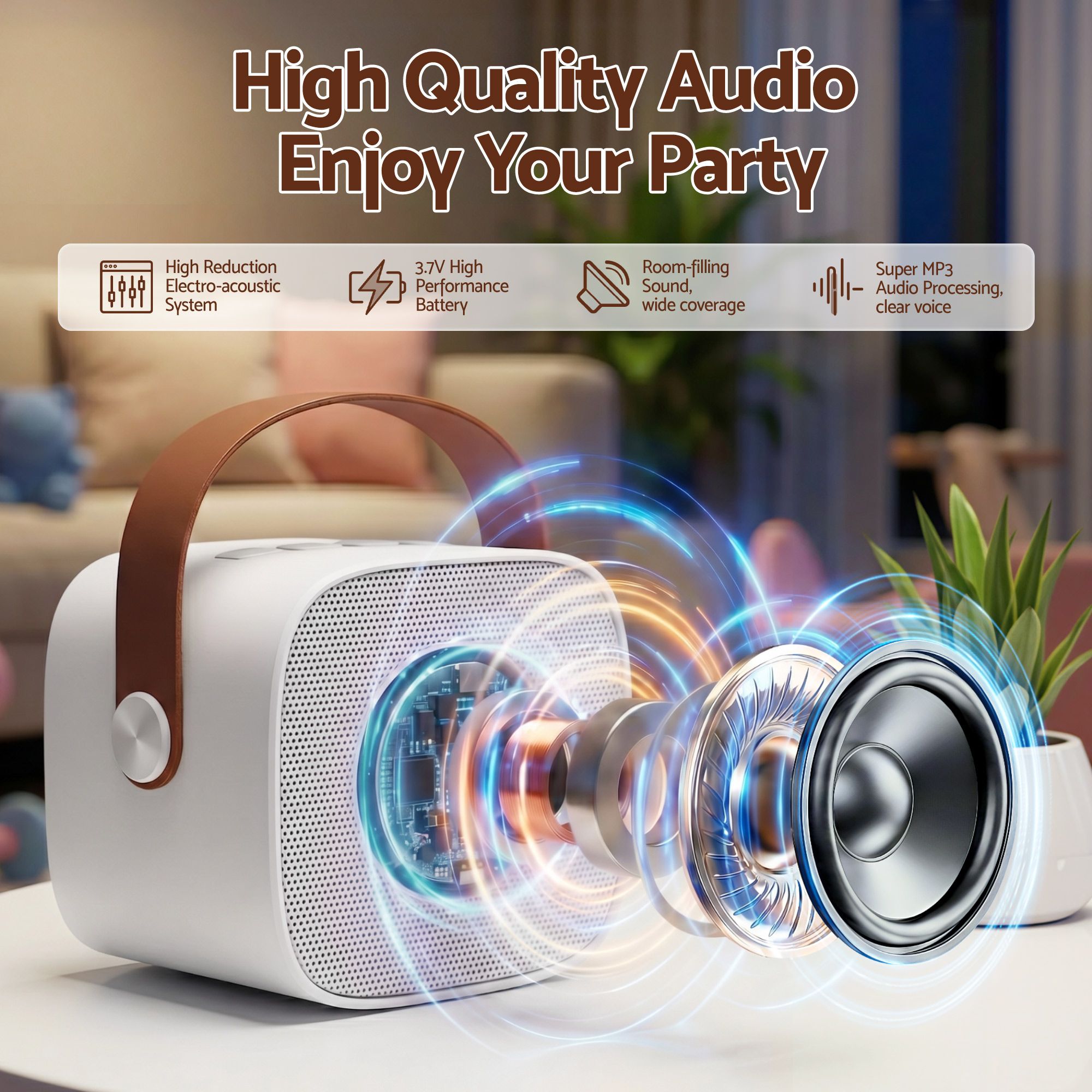 Alpha Mini Portable Karaoke Machine for Adults Kids with 2 Wireless Microphones โ image 4