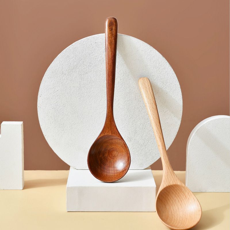 2pcs Household Kitchen Wooden Soup Handle Spoon ice Dessert Cooking Spoon Kitchen Dinner Tableware Cutlery