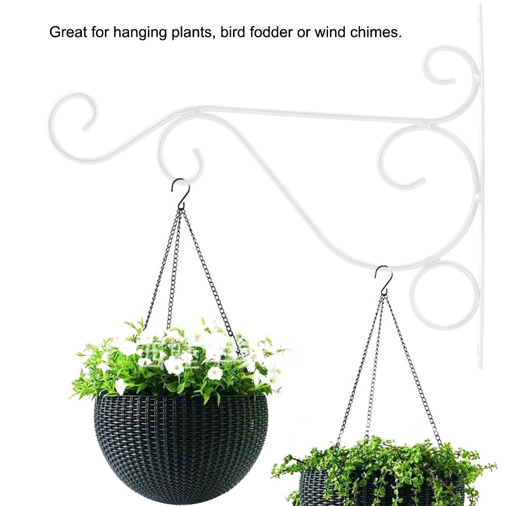 Iron Plant Hanger Wall Hanging Bracket Flower Hook for Home Garden Decoration 30 × 21cm(White) — image 6