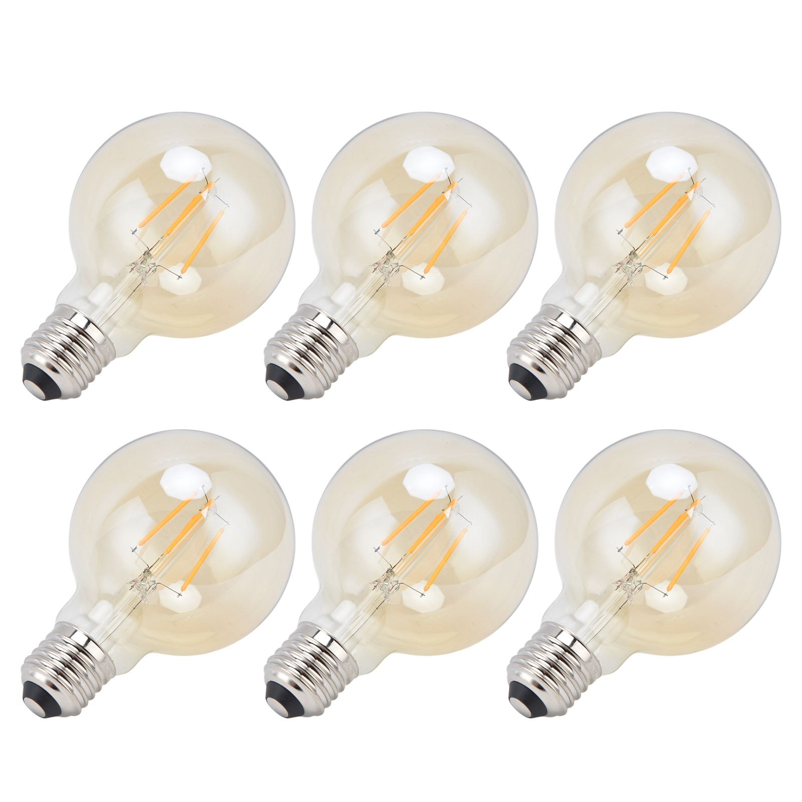 6 Pcs LED Filament Bulbs Dimmable 4W E27 Medium Base Vintage Warm Light Golden Bulb for Home Decoration Bar 220V
