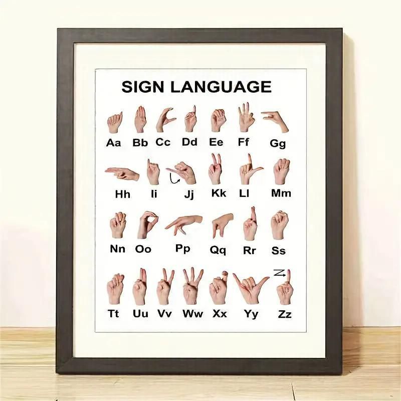 Sign Language Learning Poster, Alphabet Education ABC Playroom Wall Art, Boho Classroom Decor - Canvas Painting Wall Art Poster โ image 4