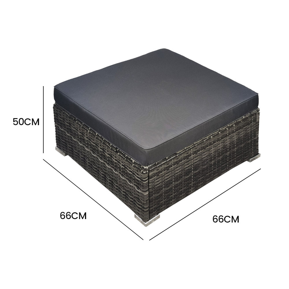 LONDON RATTAN 1 Seater Outdoor Ottoman Modular Wicker Lounge Furniture, Grey — image 6