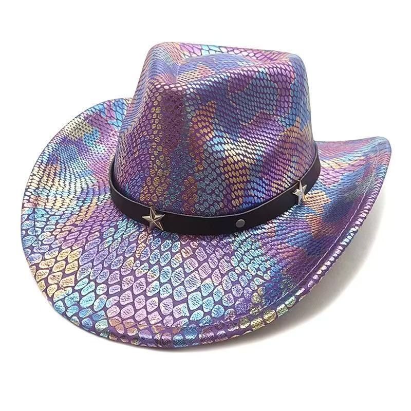 iridescent cowboy hat, party hat, autumn winter hat, unisex wide brim hat, Halloween costume hat, western themed hat, iridescent accessories, mens womens — image 6