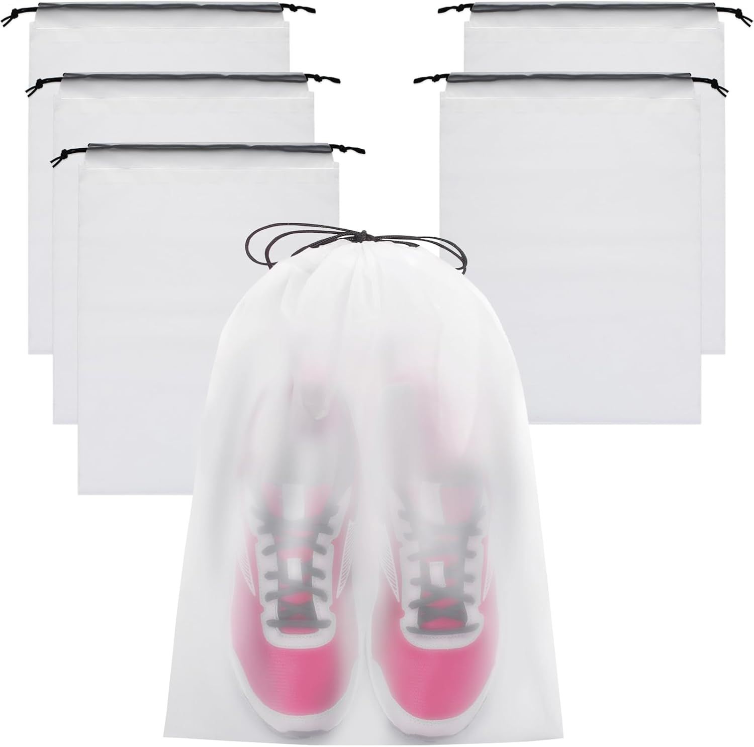 Shoe Bags for Travel - 6 Pcs Transparent Drawstring Backpack Travel Shoe Bag Clear Drawstring Bag Large Shoe Organizer with Rope Travel Essentials for Men