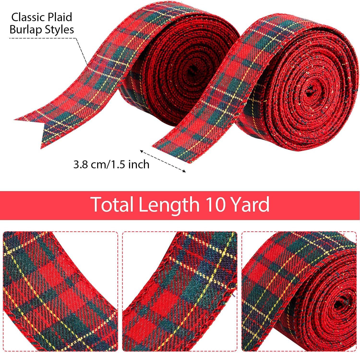 Christmas Checkered Jute Ribbon with Wire Edge Red and Green, 5 cm x 6 m โ image 4