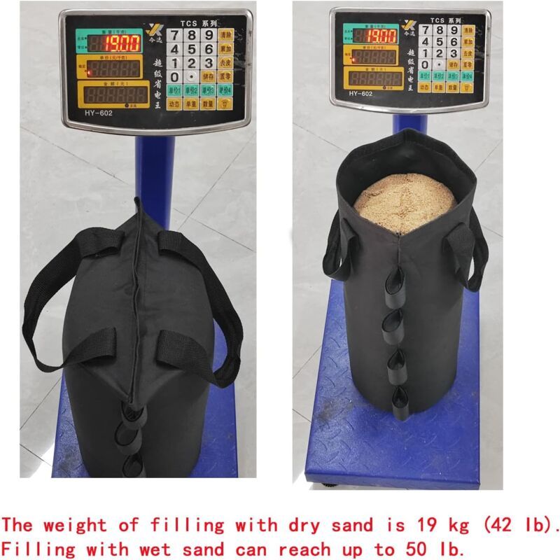 4 Pack Heavy Duty Weight Bags Double Stitched Leg Weights for Pop up Awning Tent Weighted Feet Sandbag Outdoor Bag Black, Round, Black, 15 x 49cm — image 4