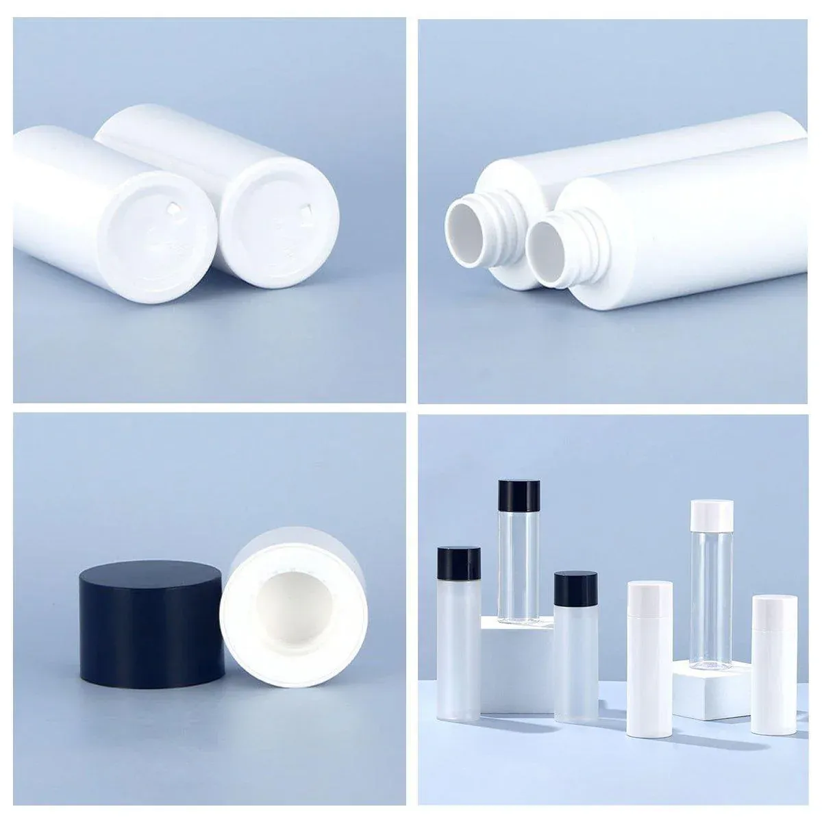 50/100/150ml Plastic Toner Lotion Bottles Refillable Travel Cosmetic Containers - White Lid + Transparent Bottle - 150ml — image 5