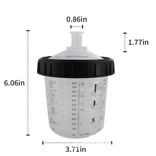 50 Sets Paint Spray Gun Cup Lids Liners Kit with Micron Filter 600ML Clear — image 3