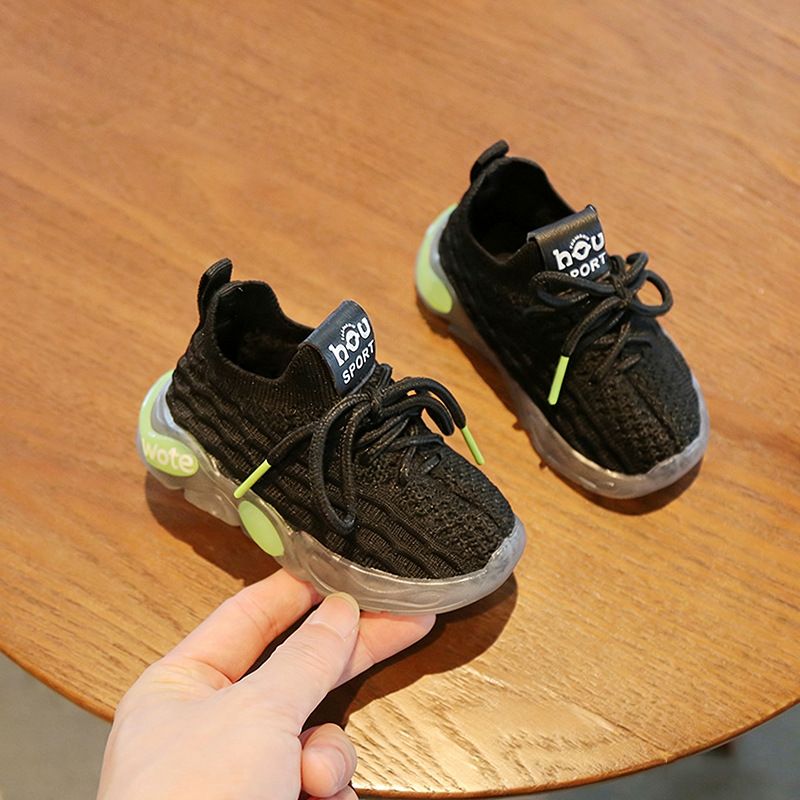 Baby Toddler Sneakers Mesh Knitted Soft Sole Beige White 26 yards, 16.5cm long โ image 5
