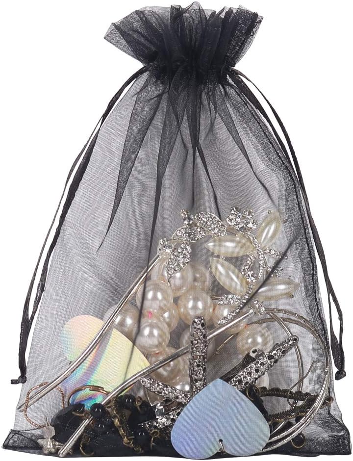 YQL Black Organza Bags,100PCS 5x7 Inch Gift Favor Bags Mesh Fruit Protection Bags Jewelry Pouches Sachet Bags Wedding Party โ image 4