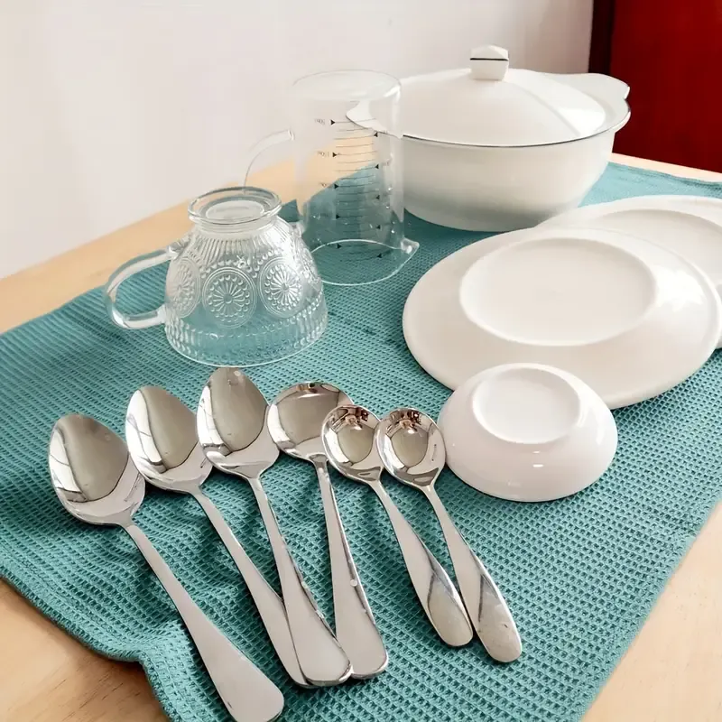 3 - piece Pure Cotton Kitchen Tea Towel Set, 20x Water - Absorbent & Non - Shedding, Eco - Safe & Fade - Resistant, Exquisite, Durable & Multi - colored./GREY β image 6