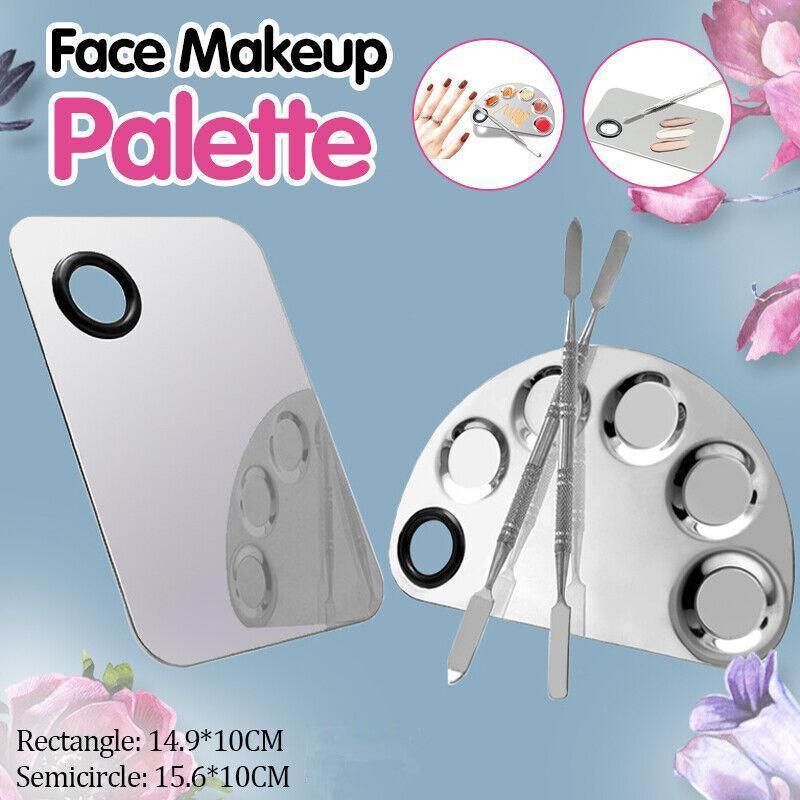 Stainless Steel Cosmetic Face Makeup Palette Spatula Foundation Mixing Tool - Semicircle โ image 2