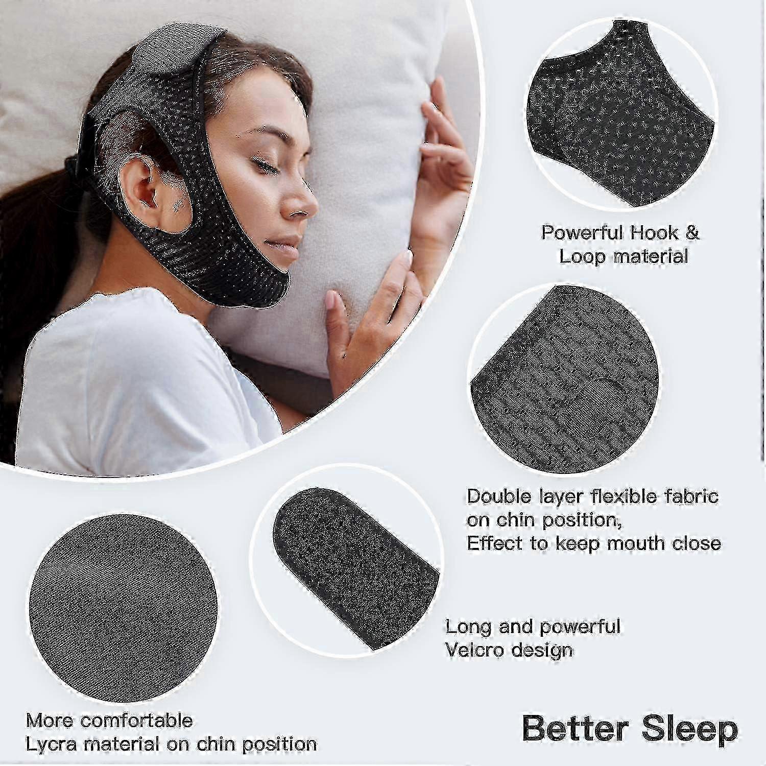 Anti Snore Chin Strap [upgraded 2023], Vosaro Snoring Solution Effective Anti Snore Device, Adjustable And Breathable Stop Snoring Head Band For Men & Women — image 3