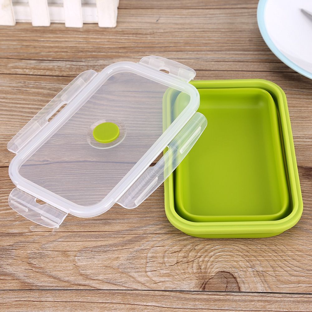 800ml Silicone Collapsible Portable Lunchbox Bowl Folding Food Storage Container Green โ image 5