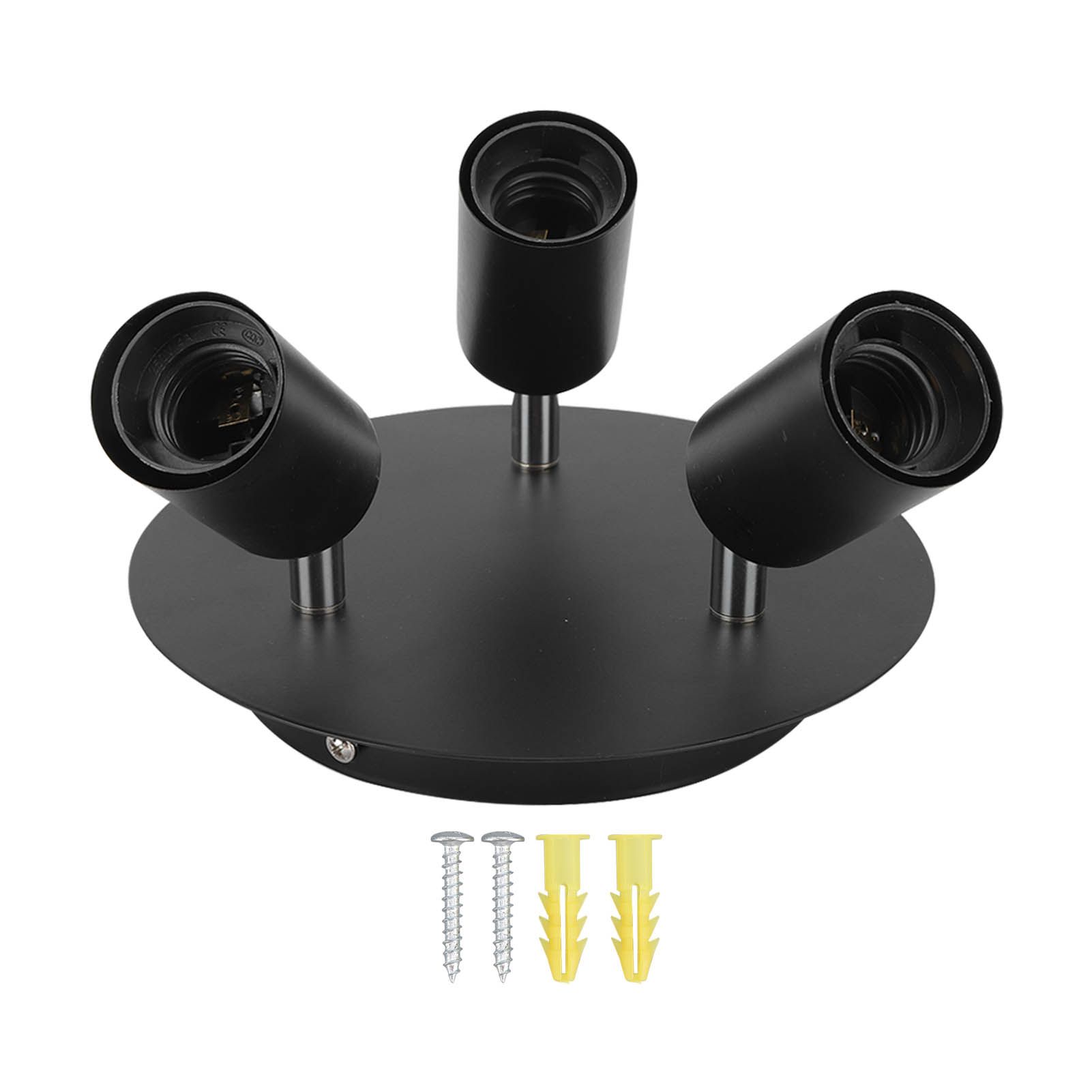 Ceiling Spotlight Holder 3 Head Rotating Lamp Base Ceiling Lamp Holder E27 Track Light Holder for Kitchen Bedroom 85‑265V