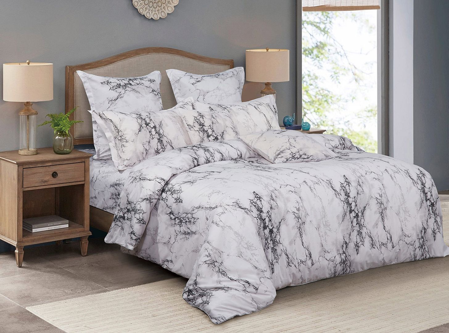 White Marble Double Size Duvet Quilt Cover Set — image 3