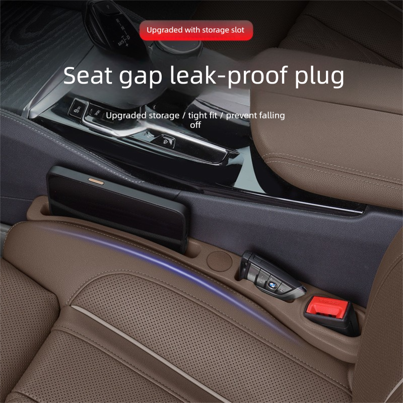 Brown Car Seat Gap Filler Strip with Integrated Storage Slot Universal Interior Organizer for Mobile Phones and Keys Safety Solution for Local Drivers — image 3