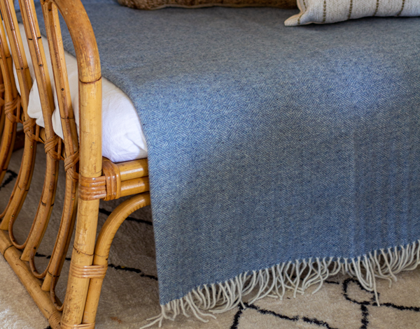 Hampton Throw - Merino Wool Blend - Blue โ image 3