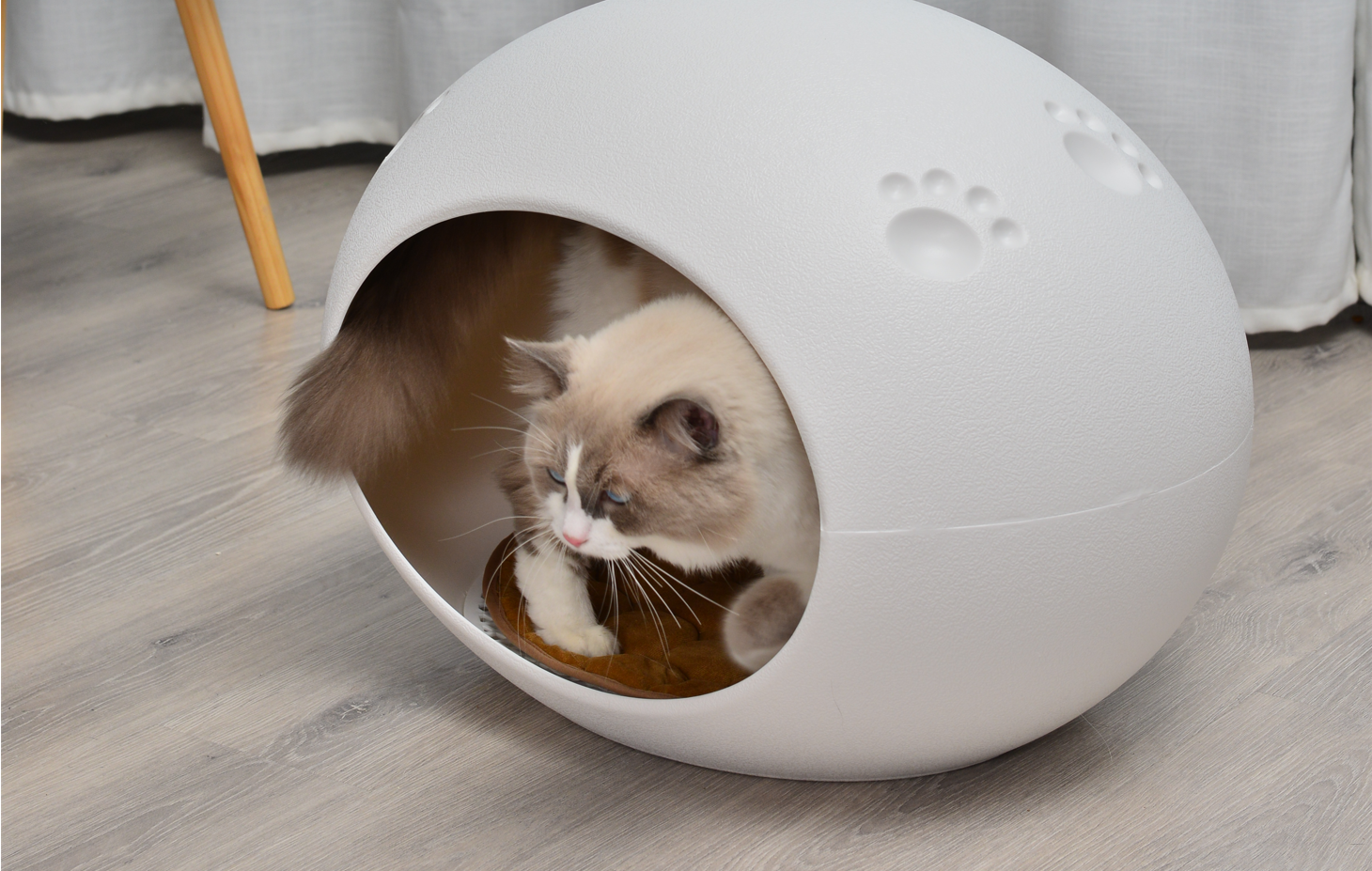 YES4PETS Medium Cave Cat Kitten Box Igloo Cat Bed House Dog Puppy House White โ image 4