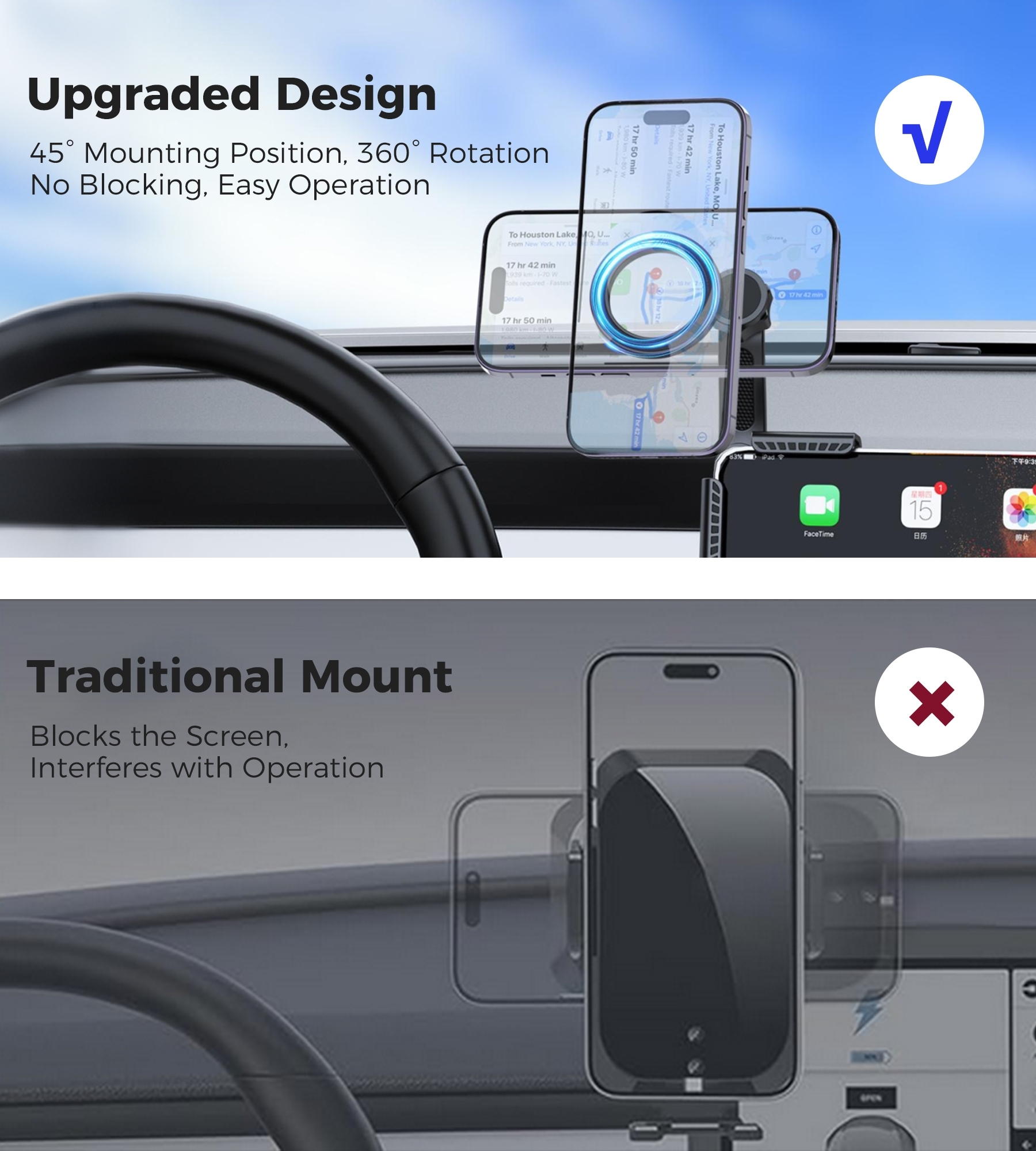 Choetech H089 Magnetic Phone Holder for Tesla Model 3 / Model Y — image 6