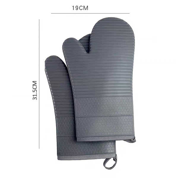 Grey Premium Heat Resistant Silicone Oven Mitts (Pair) - Non-Slip Grip, Cotton Lined for Kitchen Baking, Grilling & BBQ — image 2
