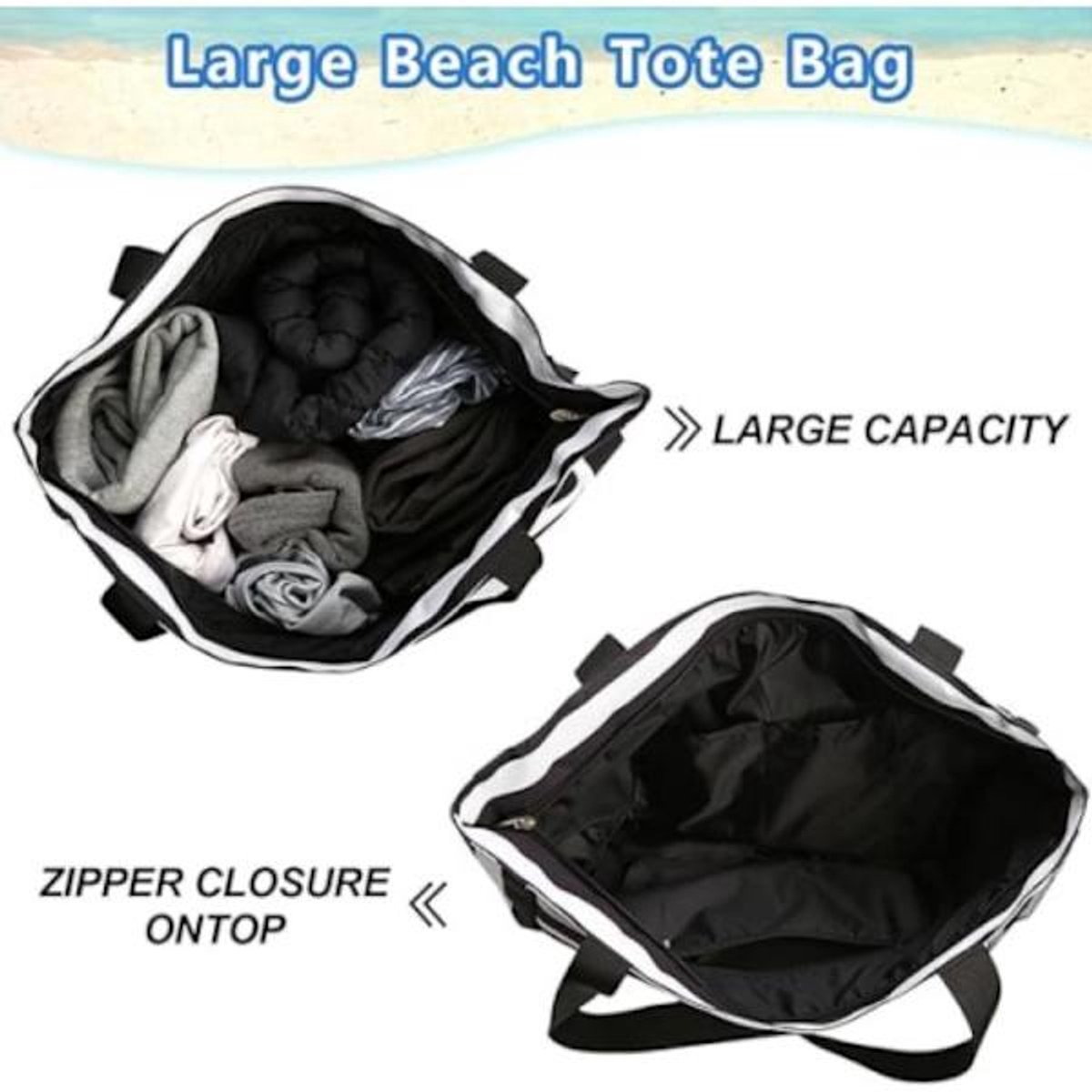 Beach Bag - Waterproof Foldable Beach Bag - Large - Foldable - Women's Beach Bag - Large Capacity - Portable Storage Bag โ image 4