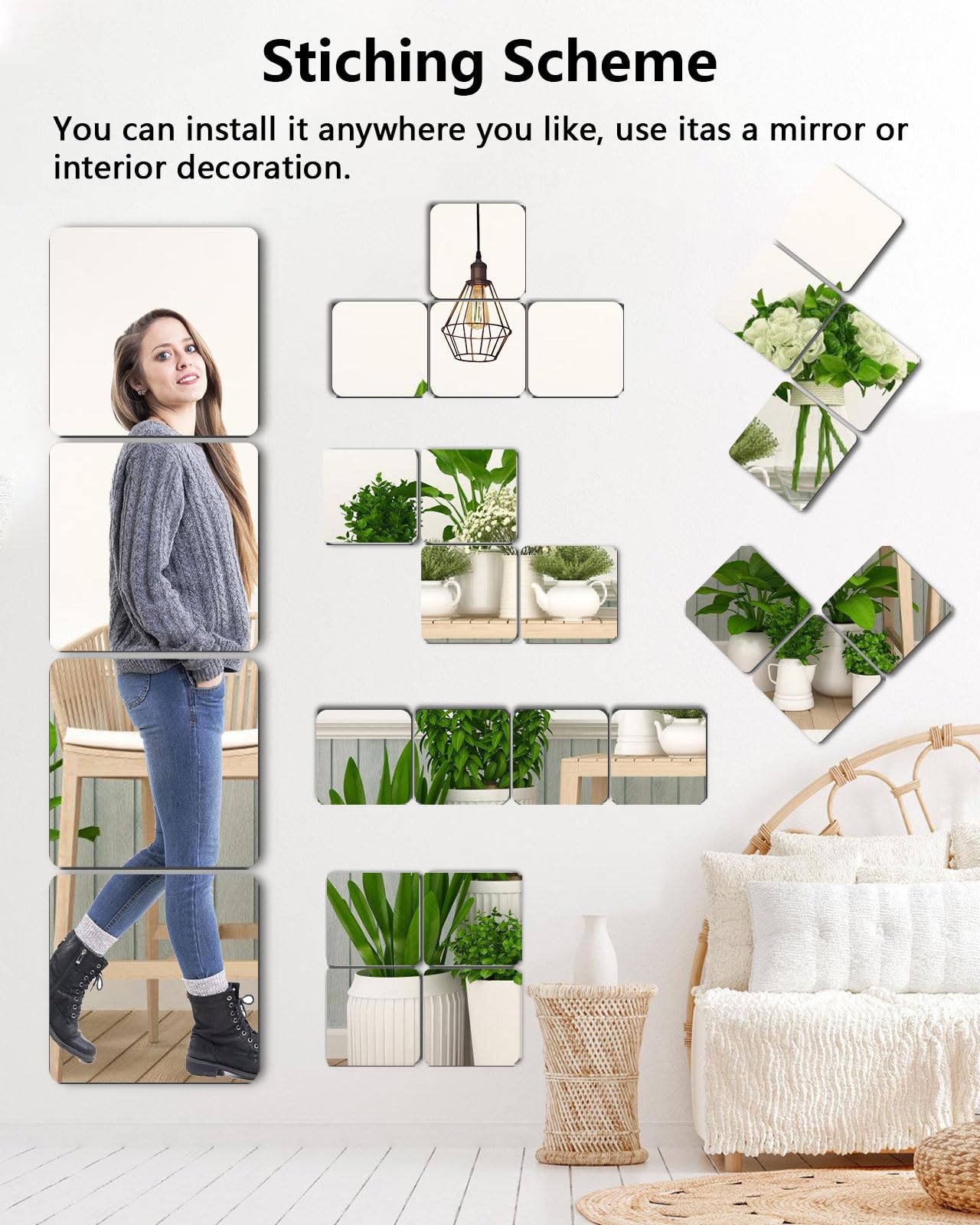 Shatterproof Acrylic Mirror Tiles – 4-Pack Wall Stickers for Kids, Home Gym, Bedroom & Bathroom, Easy Peel-and-Stick Decorative Mirrors with — image 2