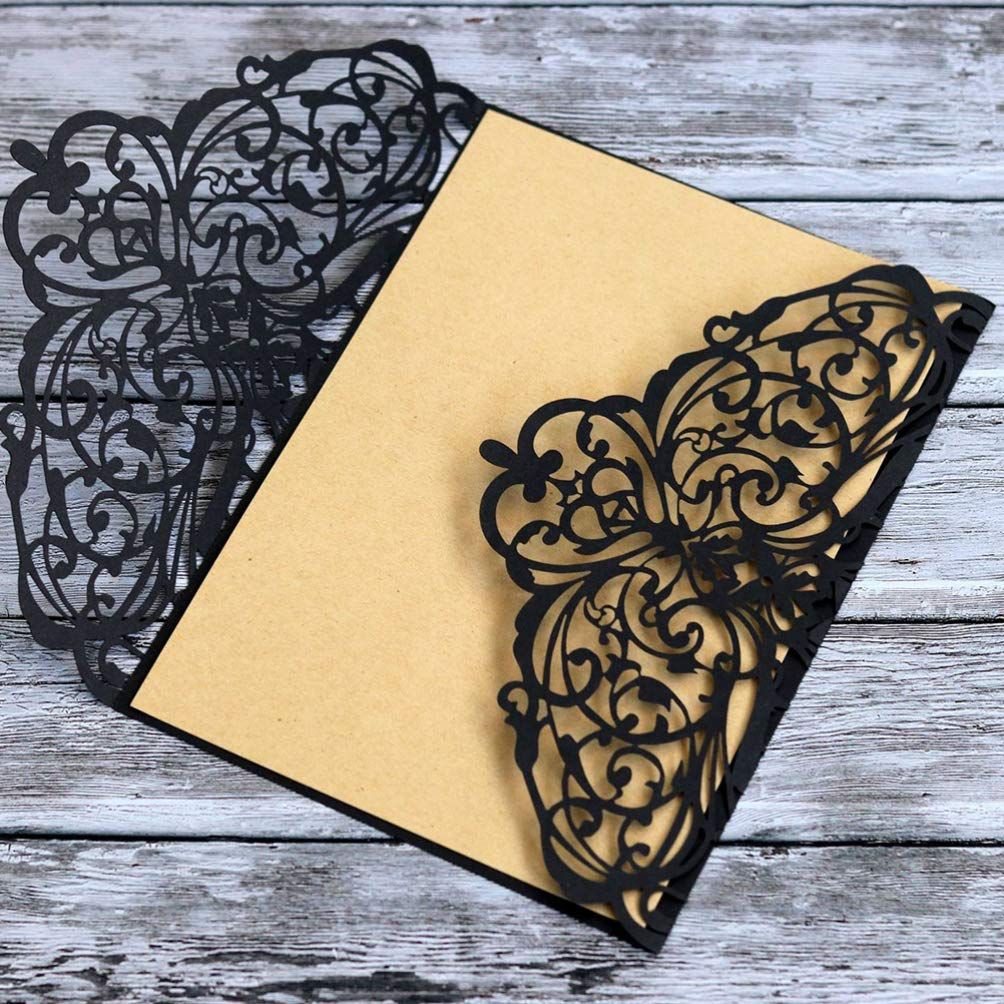 2Pcs Party Invitations, Halloween Cards Laser Cut Invitation Cards Black Hollow Invitations Kits Halloween Design Cards โ image 2