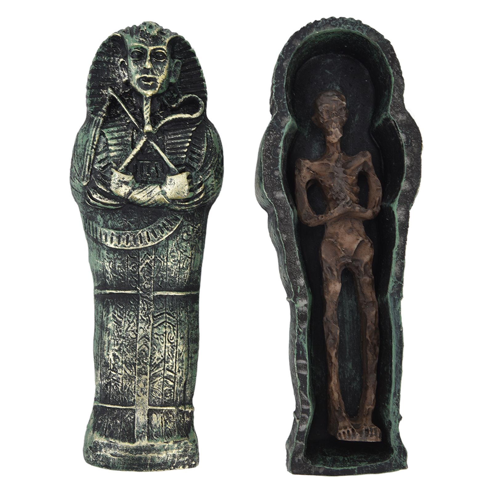 Mummy Coffin Decorations Aquarium Fish Tank Ornaments Landscape Skull Resin Skull Mummy Coffin Ornament โ image 5
