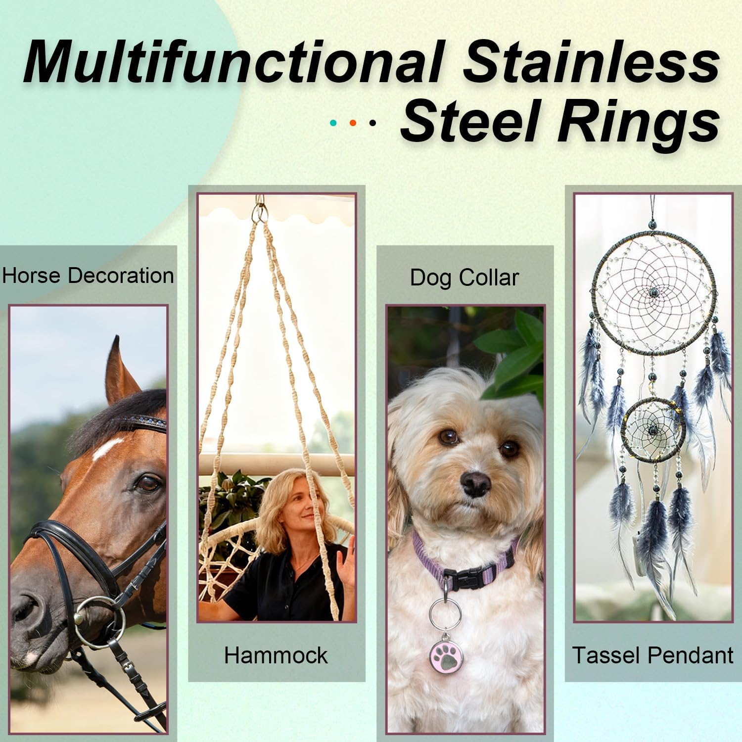 CooBigo 15pcs 1 Inch Stainless Steel Ring Buckle, Metal O Rings Buckles, Solid Welded Loop for Dreamcatcher Keyrings, Dog Collars, Macrame, Hanging Strap — image 5