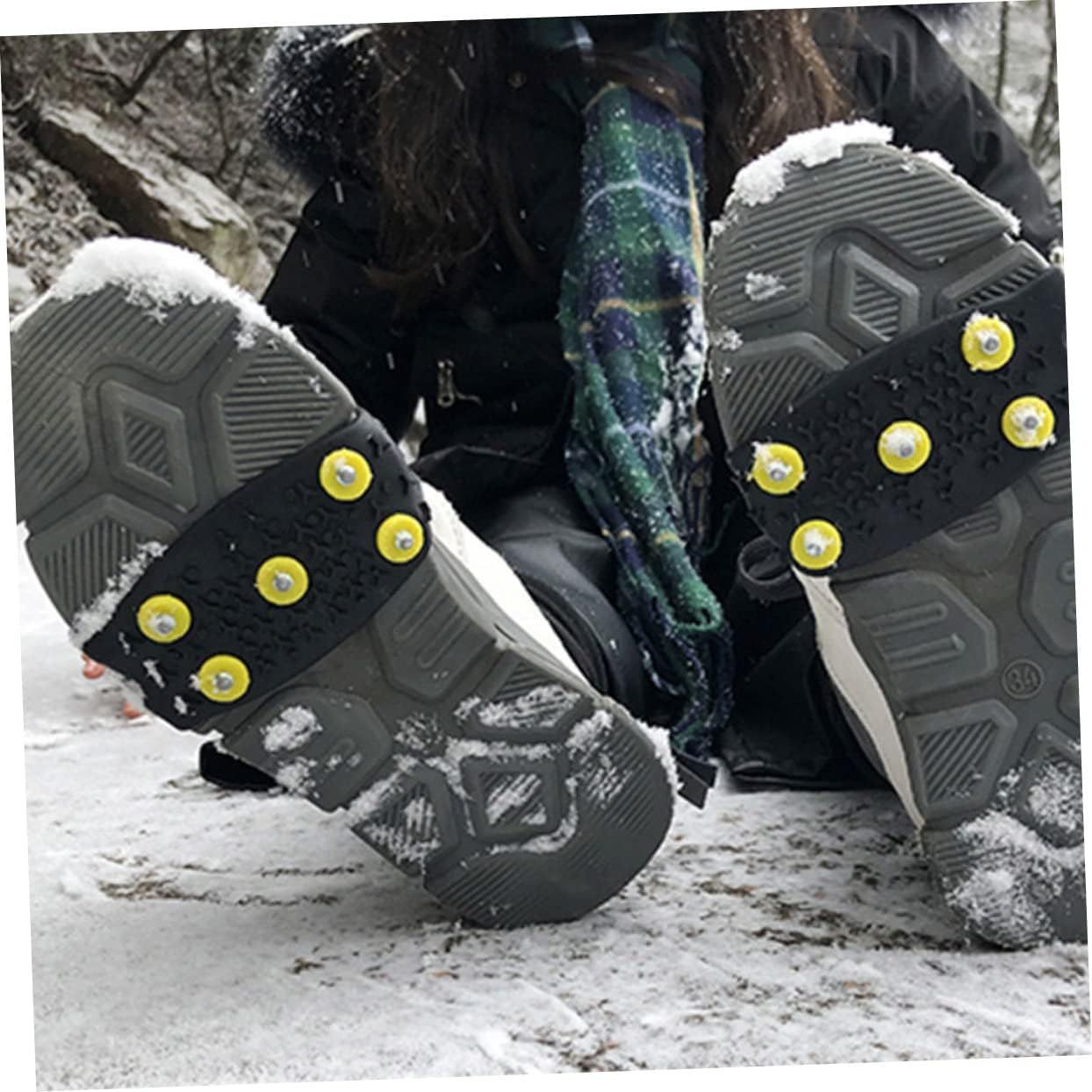 2 Pairs Non-Slip Shoe Covers Walking Traction Cleats Climbing Anti-Slip Spike Shoe Grippers for Ice Shoe Spikes Grips Black โ image 4