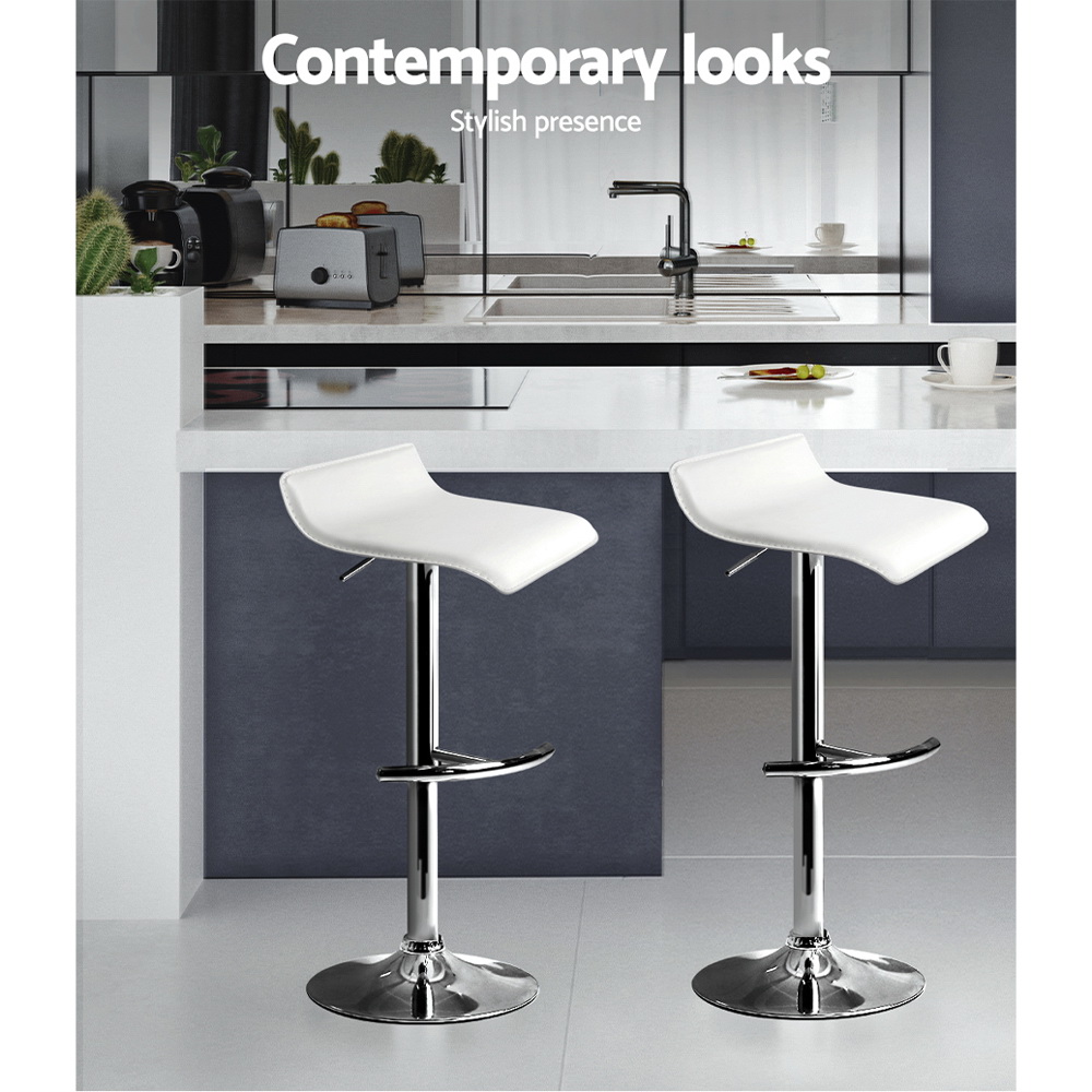 Artiss 4x Bar Stools Adjustable Gas Lift Chairs White β image 4
