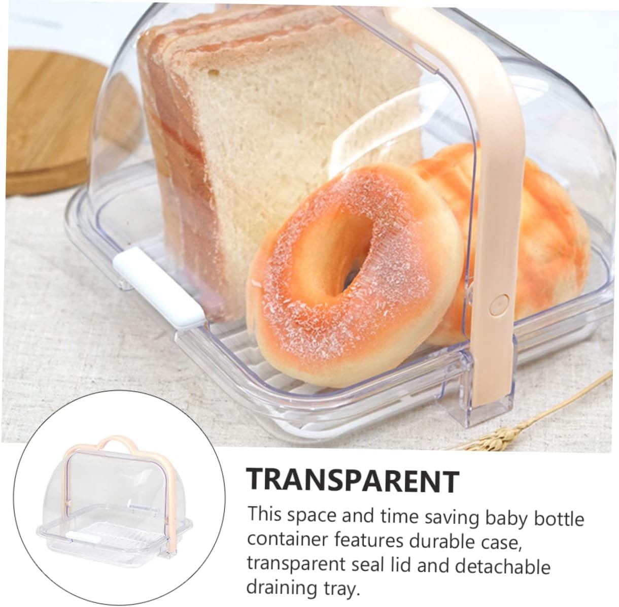 Transparent Food Storage Container with Lid and Drip Tray for Bread Milk Packaging — image 5