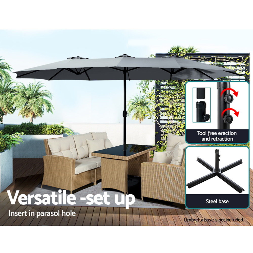 Instahut 4.57m Outdoor Umbrella Beach Pole Garden Tilt Charcoal โ image 5