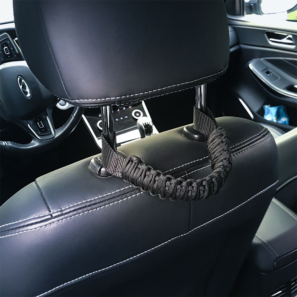 Car Rear Seat Handle Umbrella Rope Weaving Grip Rear Passenger Headrest Safety Armrest Auxiliary Universal โ image 2