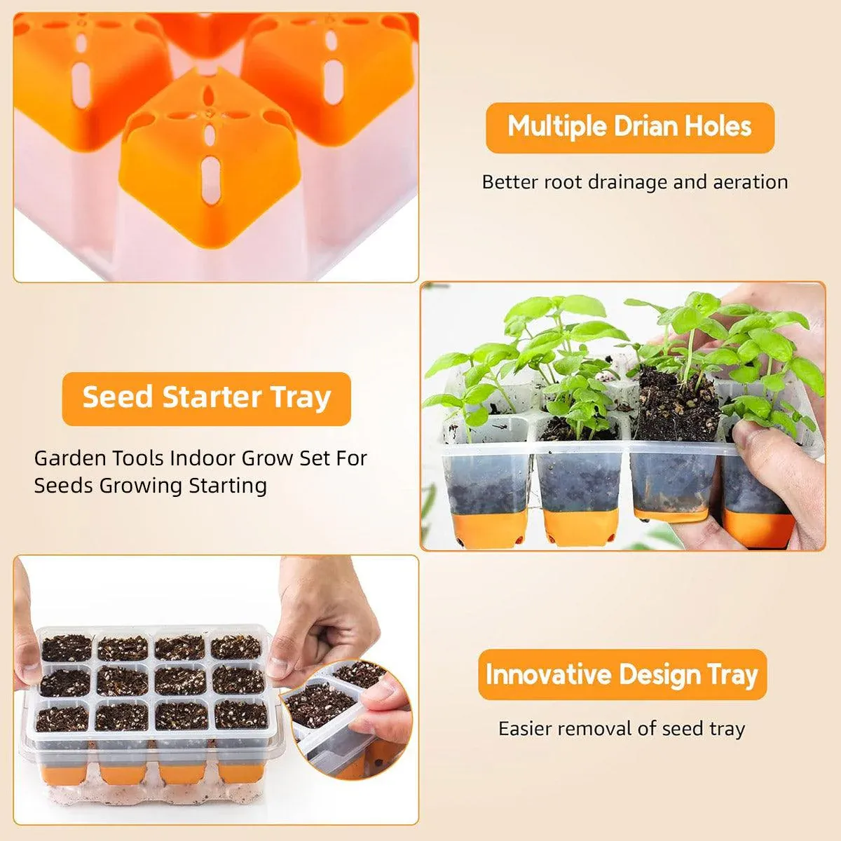 10pcs 12 Hole Nursery Pots Planting Box Reusable Easy to Clean Burrow Trays — image 6