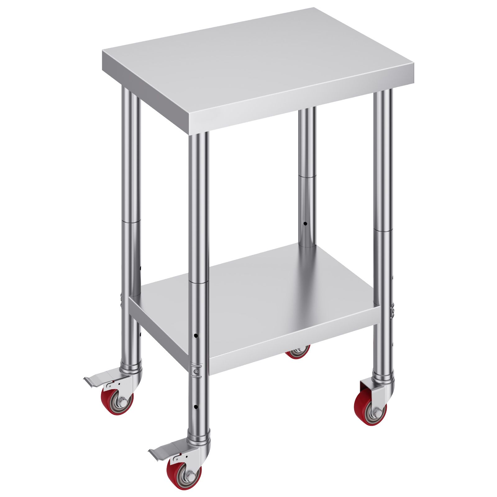 24x18x34 Inch Stainless Steel Work Table 3-Stage Adjustable Shelf with 4 Wheels Heavy Duty Commercial Food Prep Worktable with Brake for Kitchen Prep Work