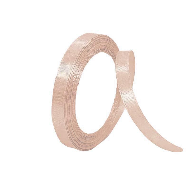10mm Width Satin Hair Ribbon Wedding Party Decoration Gift Banquet 5m - Flesh Pink