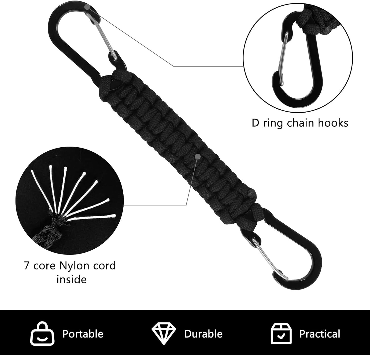 2 Pcs Keychains,Carabiner Keychain Clip Carabiner Keychain Hook for Outdoor Boys/Girls/Men/Wome β image 3