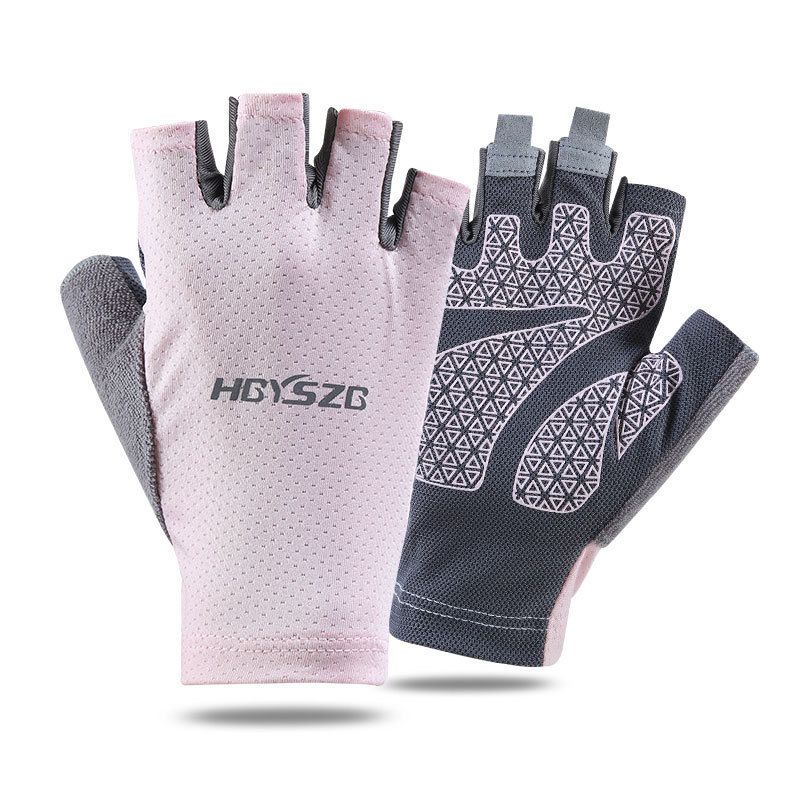 Ice Silk Half Finger Cycling Gloves for Men Women Ice Silk half finger open smile Black — image 2