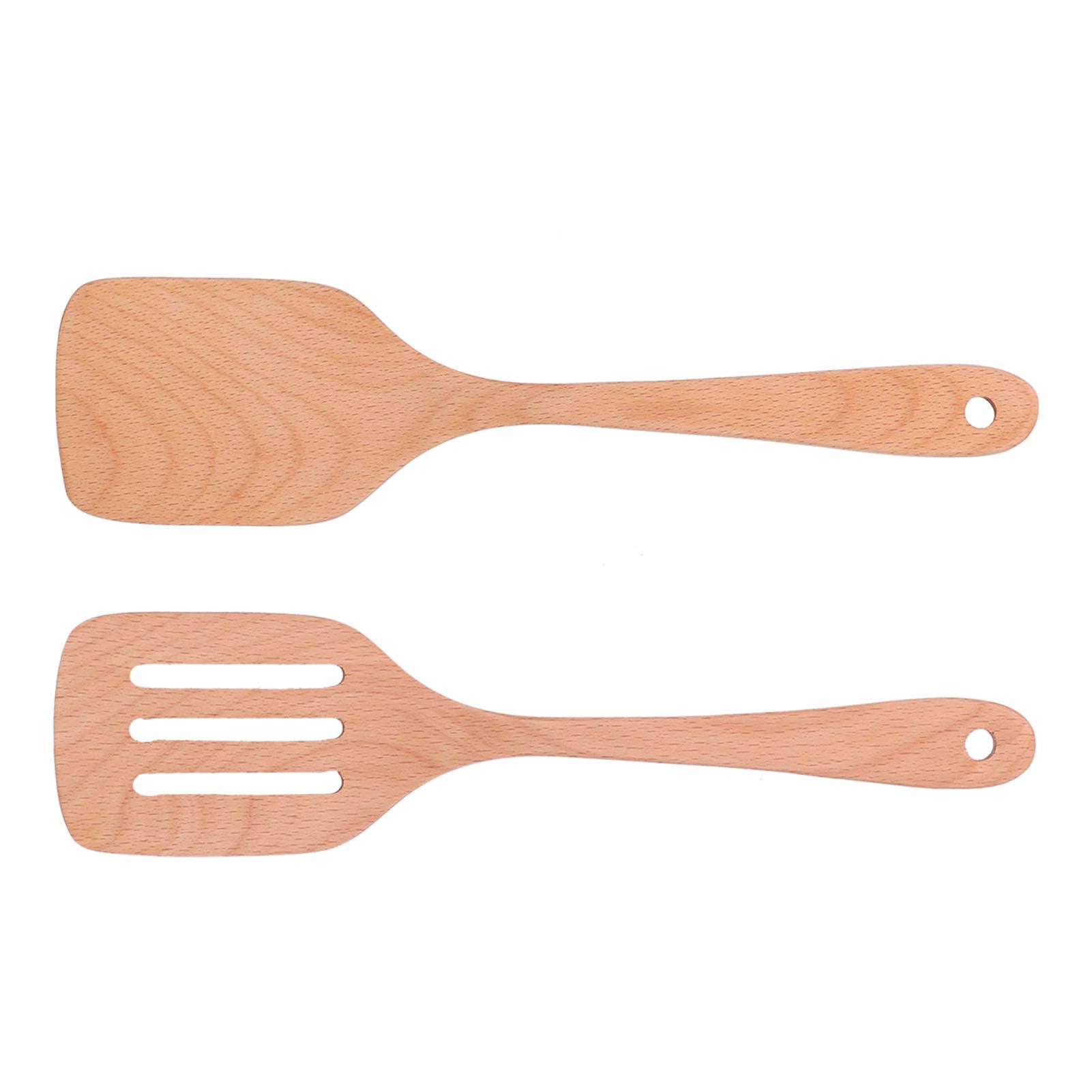 2Pcs Kitchen Turner Spatula Set Wooden Environmentally Friendly High Temperature Resistant Non Stick Kitchen Utensils — image 5