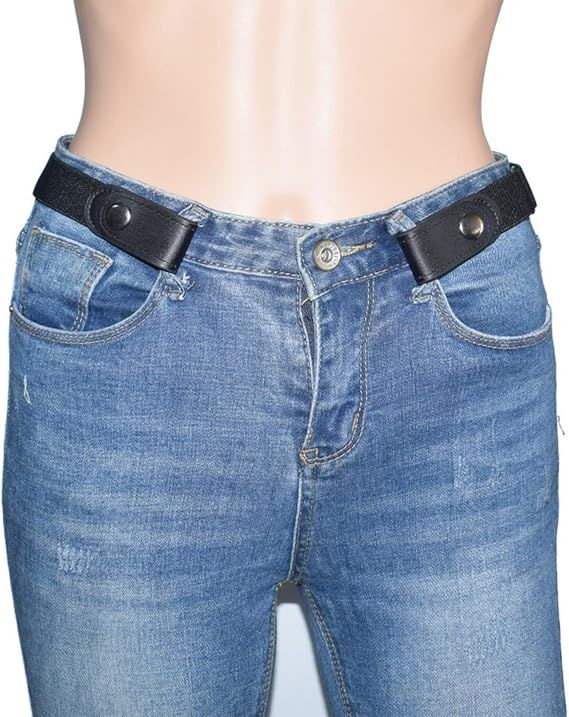 2 Piece Buckle Free Elastic Belt Set Black and White, 45 to 75 cm โ image 5