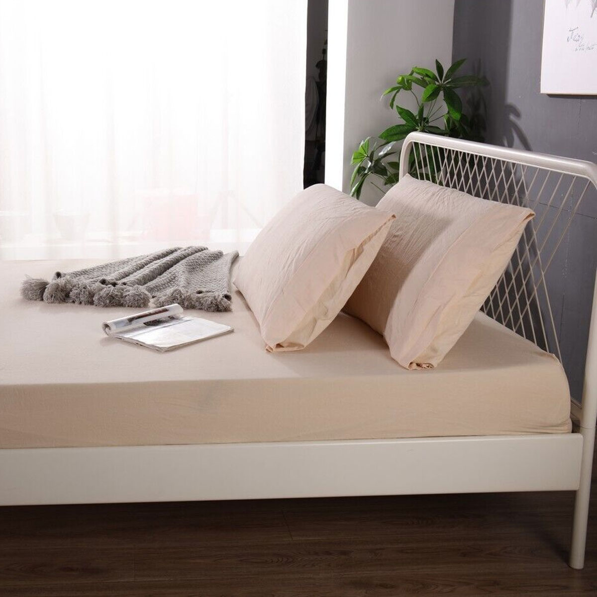 Ramesses 1000TC Linen Bamboo Fitted Sheet Combo Set Linen Single — image 3