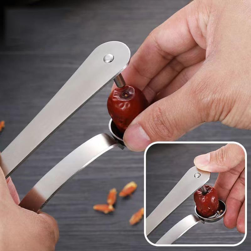 2 Pack Stainless Steel Cherry Pitter Tool – Fruit Core Remover for Cherries, Olives, Red Dates, Jujube, Hawthorn – Heavy-Duty Cherry Seed Corer — image 5
